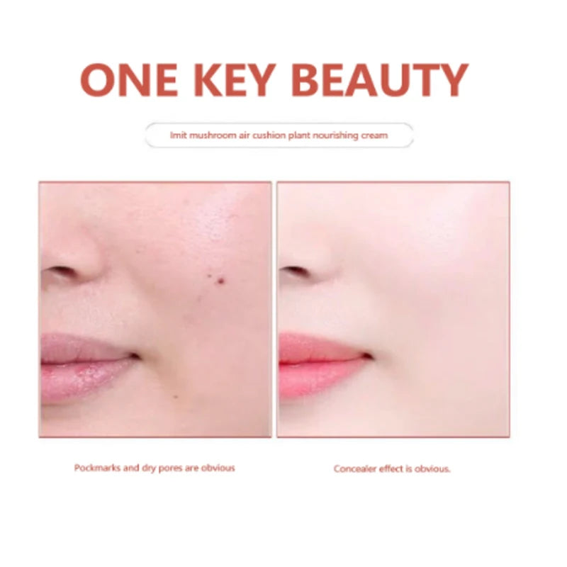 Air Cushion CC Cream Foundation with Mushroom Puff - Long Lasting Moisturizing Face Makeup