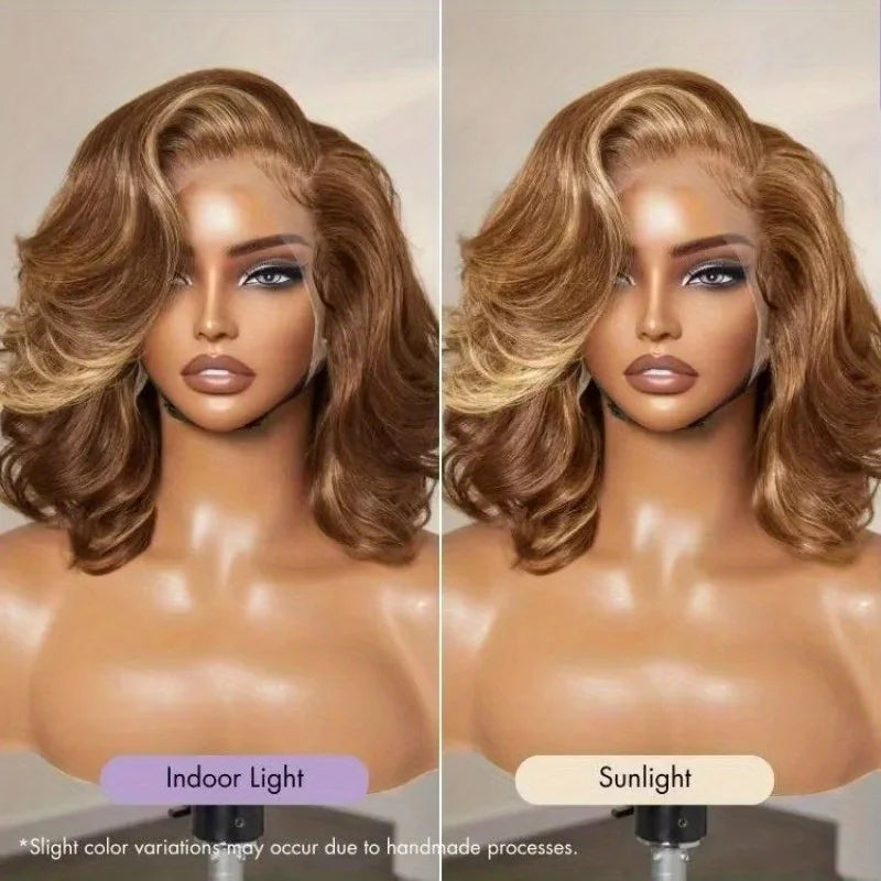 Ombre Lace Front Human Hair Wig 4/27 Body Wave 13x4 Glueless Pre-Plucked Highlight