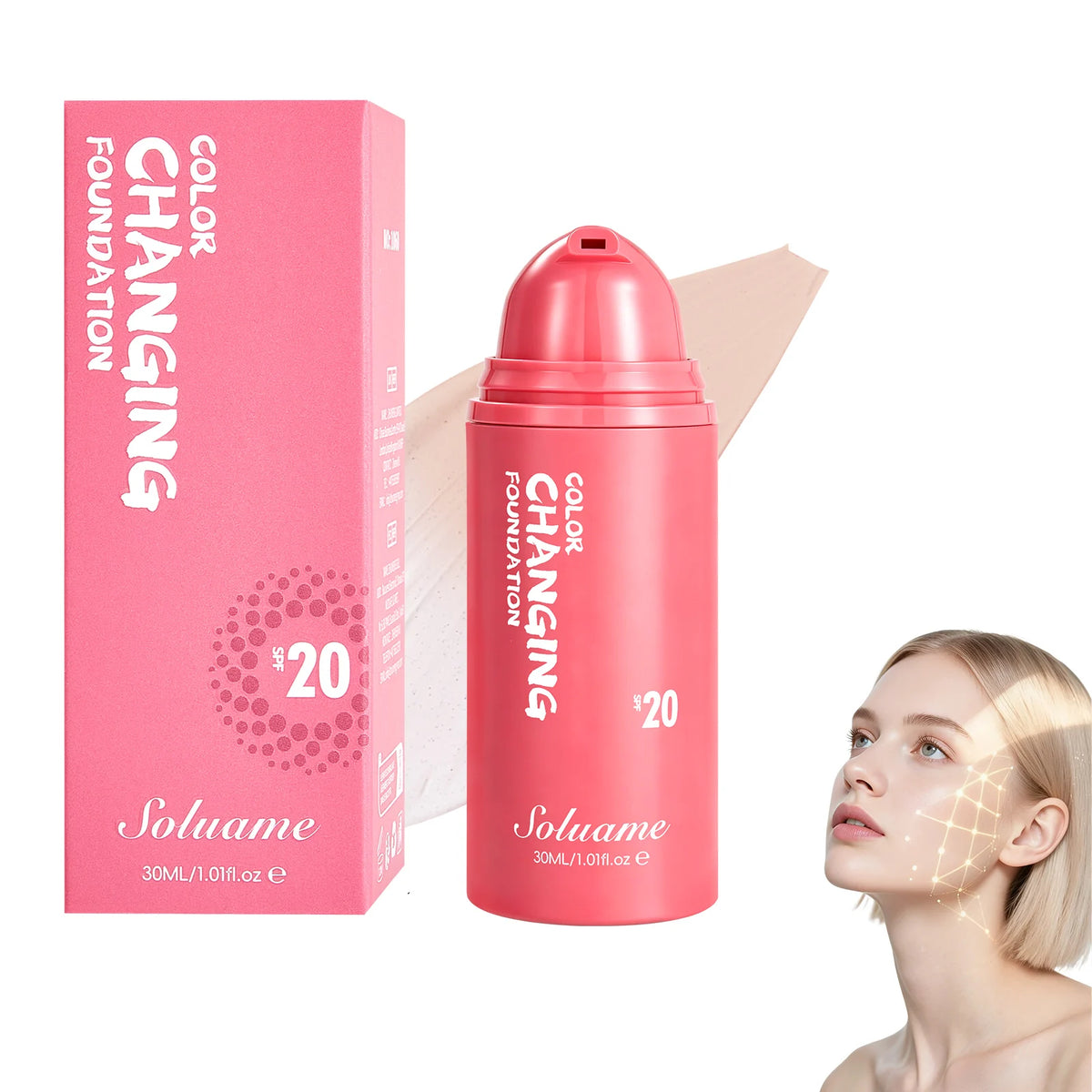 Color Changing Liquid Foundation SPF 20 Sunscreen for Natural Look - 30ml