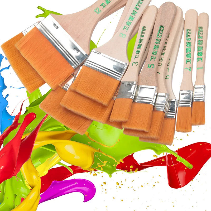 12pcs Nylon Paint Brush Set for Acrylic Oil Watercolor Art Supplies