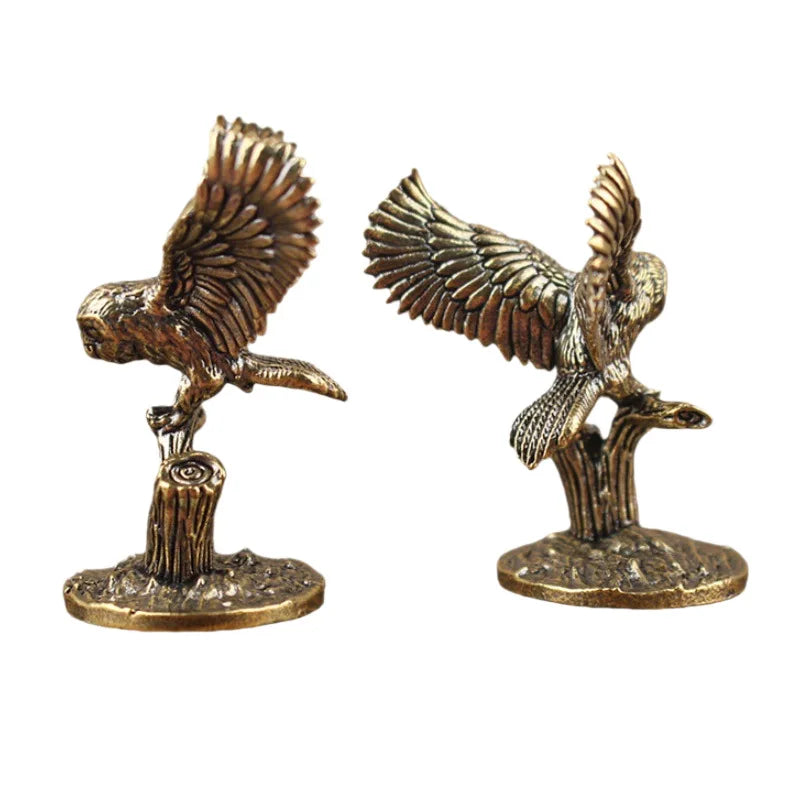 Owl Brass Ornament Figure - Retro Bronze Home Decor Statue