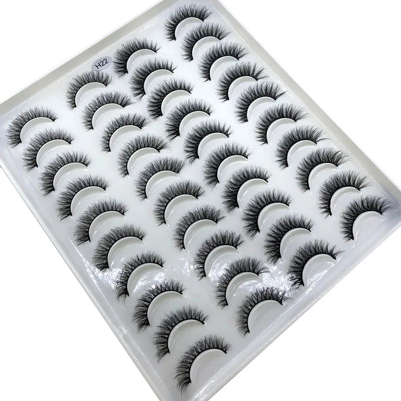 False Eyelash Pack 20 Pairs Fluffy Wispy Volume Reusable Strip Lashes