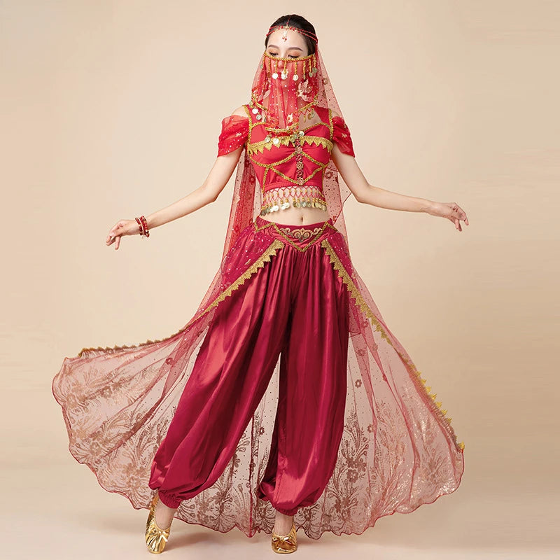 Halloween Arabian Princess Jasmine Costume Belly Dance Indian Bollywood Performance Set