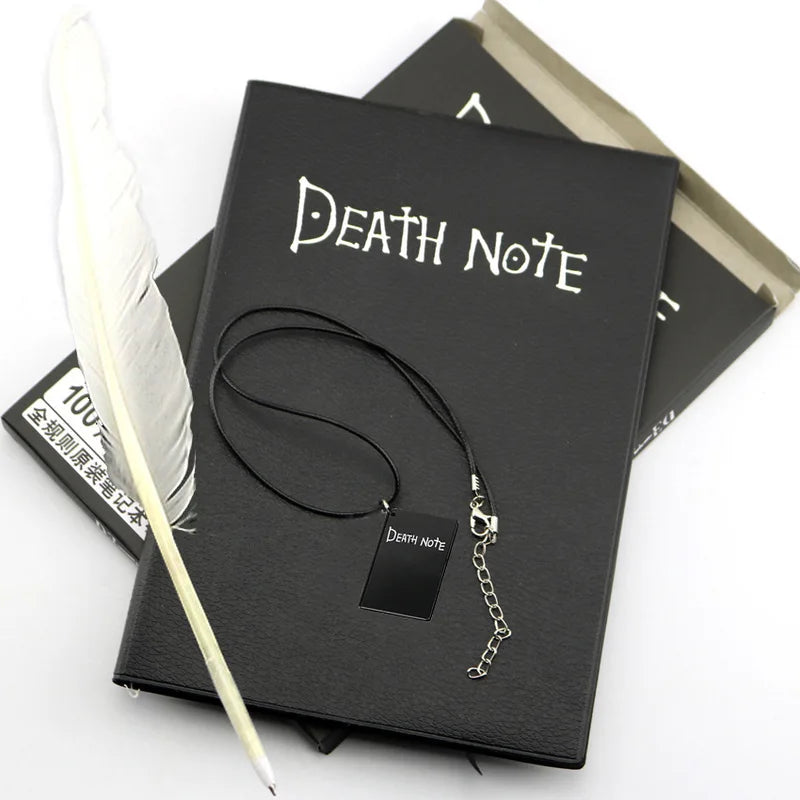Anime Death Notebook Set Leather Journal and Necklace Feather Pen - Cosplay Props Gift