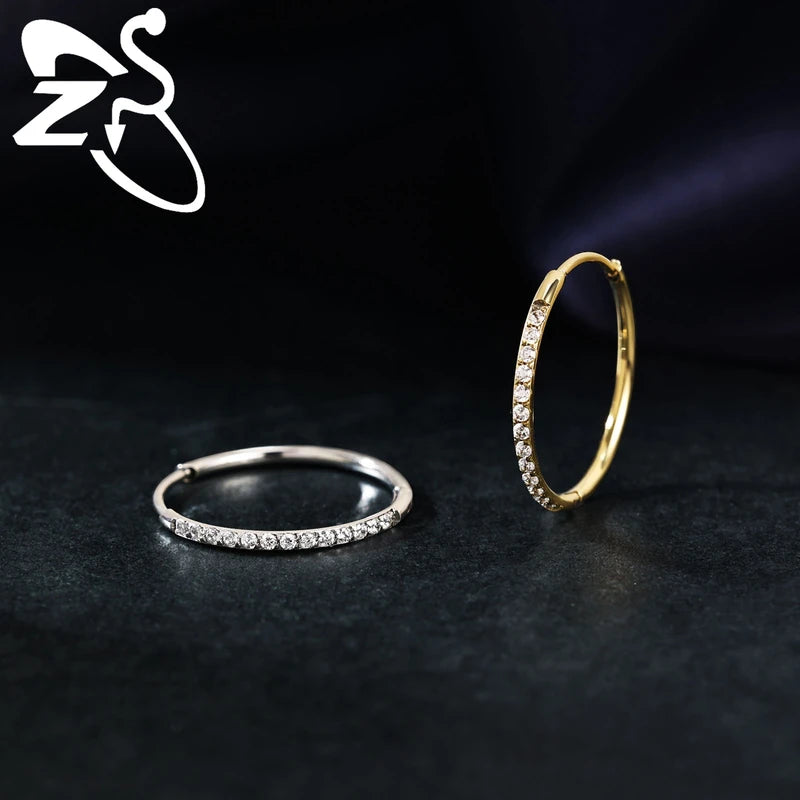 Stainless Steel Hoop Earrings 6/8/10/12MM Round Stud Jewelry for Piercings