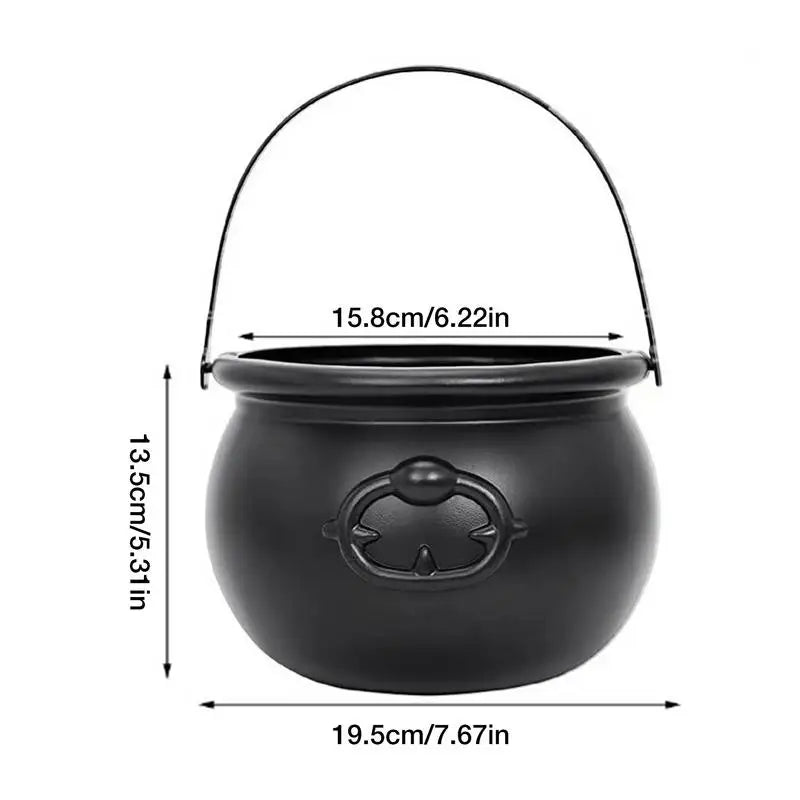 Halloween Witch Candy Pot - Spooky Black Cauldron for Candies & Decorations