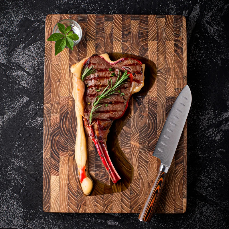 Large Teak Wood Cutting Board - Durable Kitchen Prep Surface for Cooking & Holiday Use