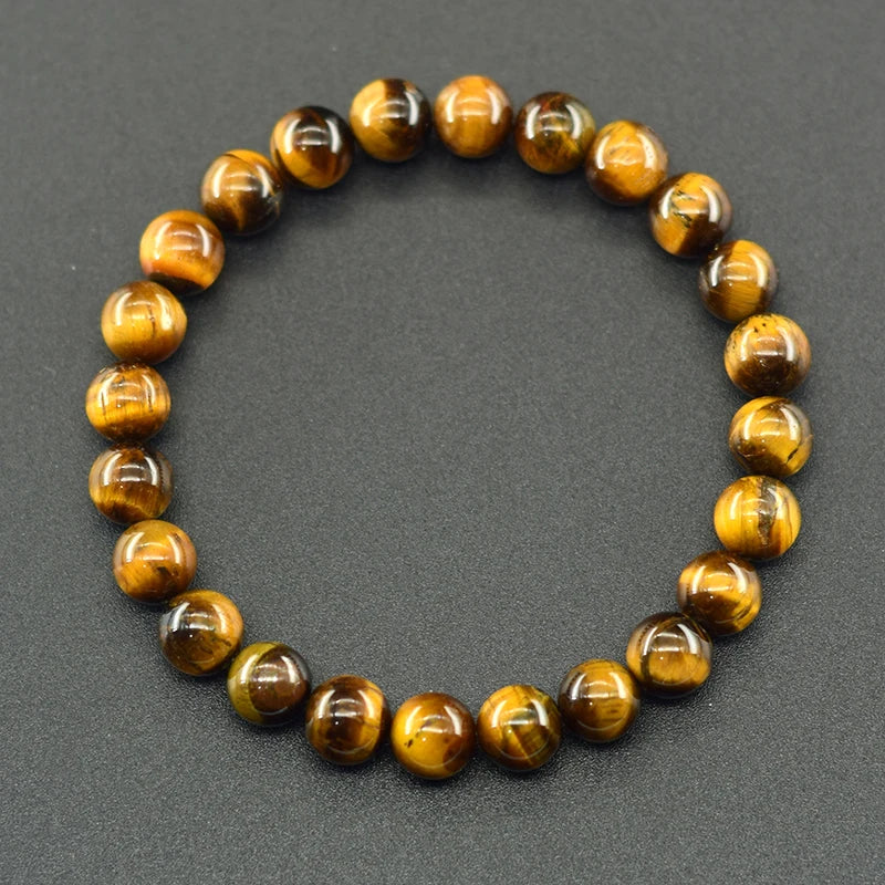 Natural Yellow Tiger Eye Beaded Bracelet for Wealth and Money Charm Jewelry for Men Women