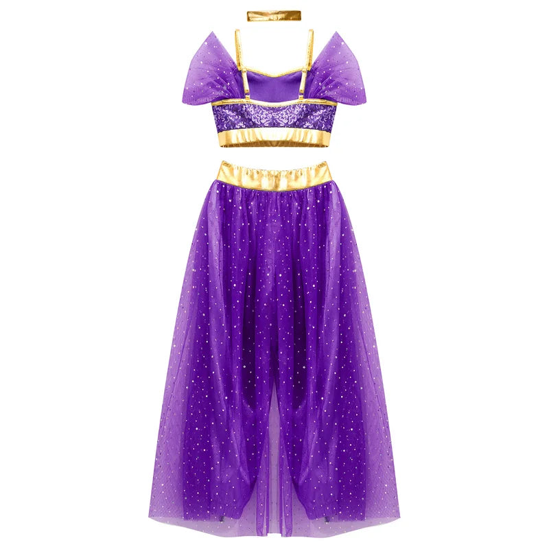 Kids Girls Halloween Arabian Princess Costume Set for Stage & Party