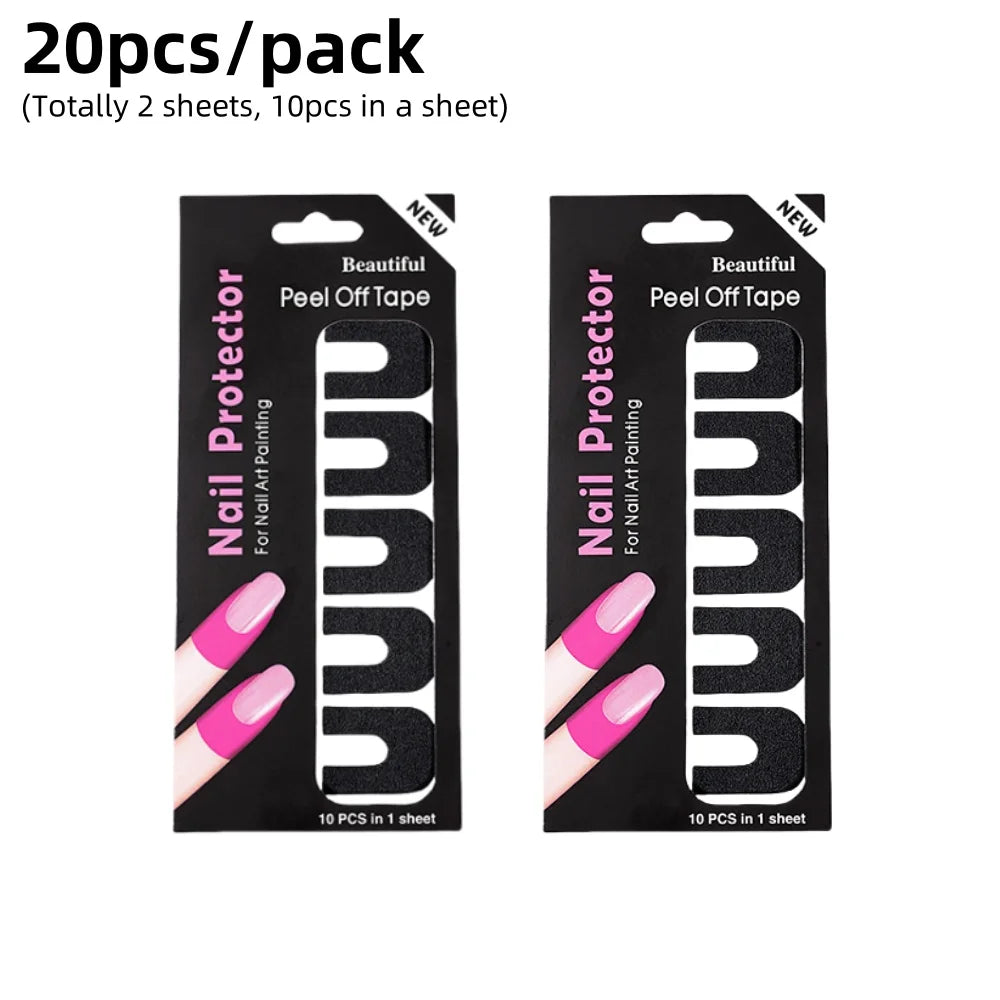 Nail Art Anti-Spill Stickers U-Shape Finger Edge Protectors for Nail Polish & Gel