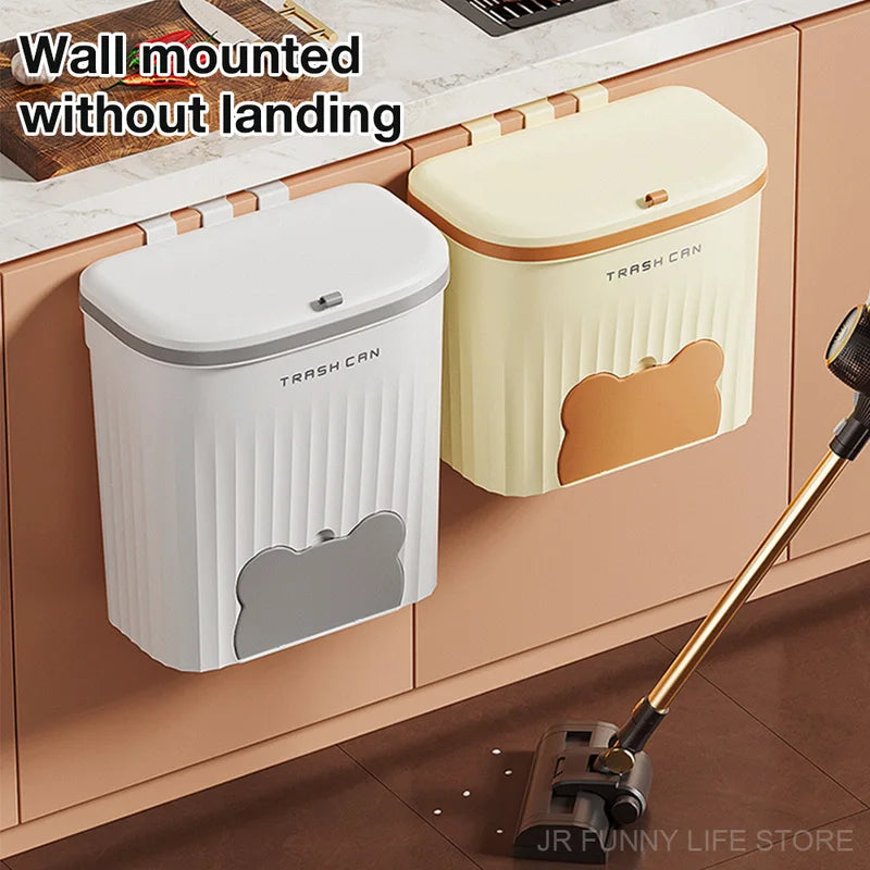 Wall-Mounted Kitchen Trash Can with Lid 8.5/12L for Under Sink & Cabinet