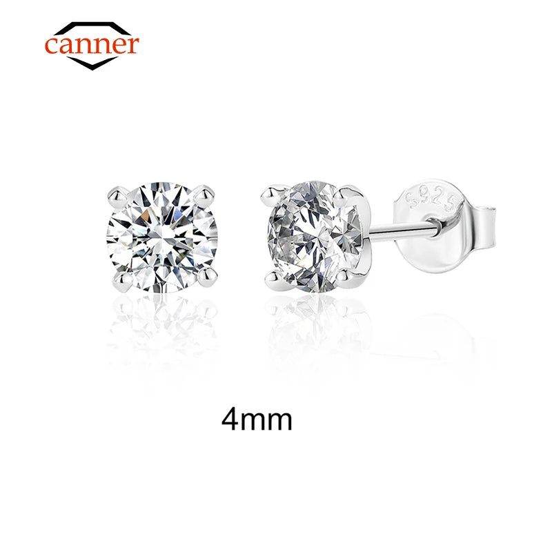 Sterling Silver Moissanite Ear Stud Earrings for Women - 0.5-1.2 Carat D Color Fine Jewelry