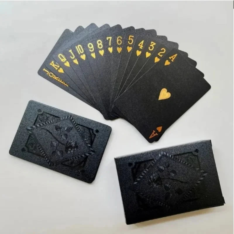 Black and Gold Waterproof Poker Card Set - Magic, Casino, Game Gift