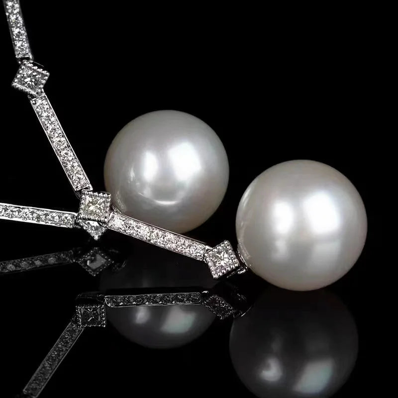 Elegant Pearl Drop Earrings for Women Bridal Wedding Jewelry with Zircon Shine