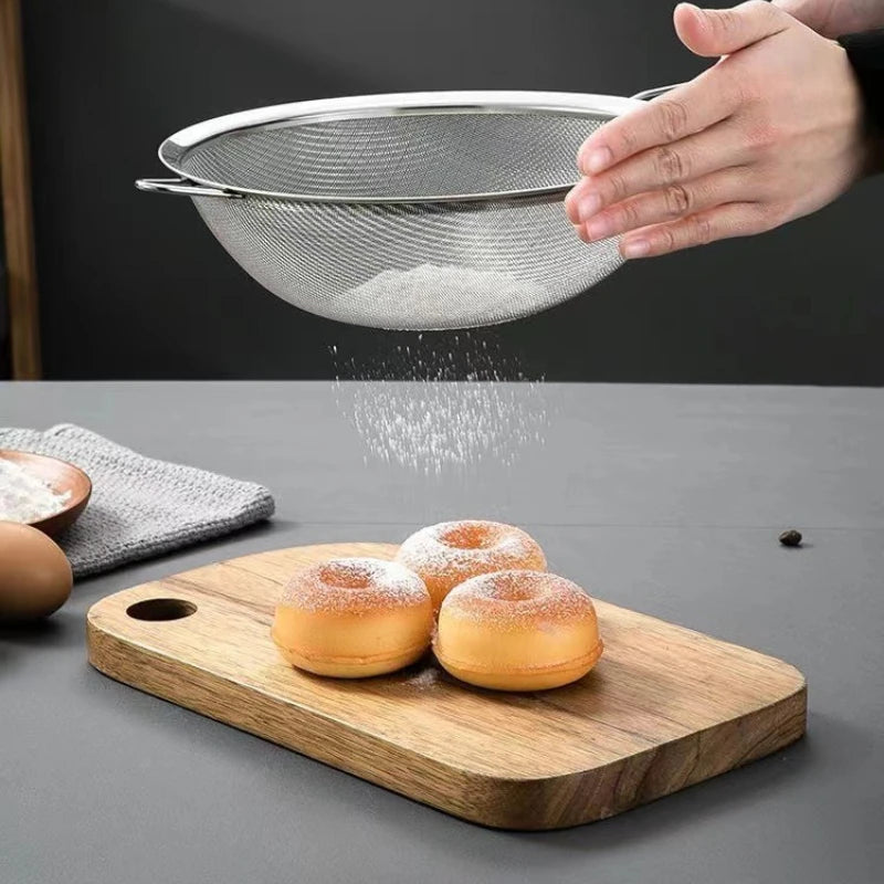 Stainless Steel Fine Mesh Oil Strainer & Sieve Set for Kitchen Baking