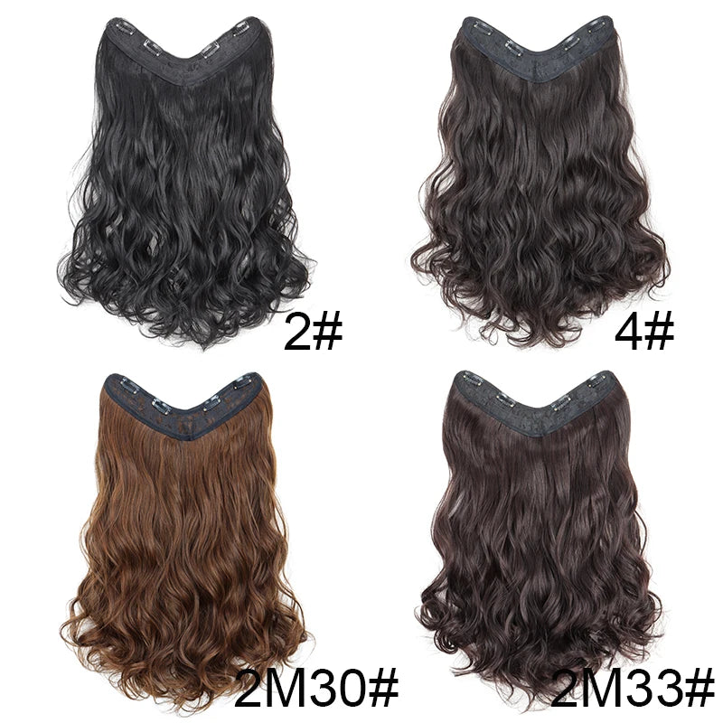 24-Inch Synthetic Long Curly Hair Extension V-Shaped One Piece Fluffy Hairpiece for Women