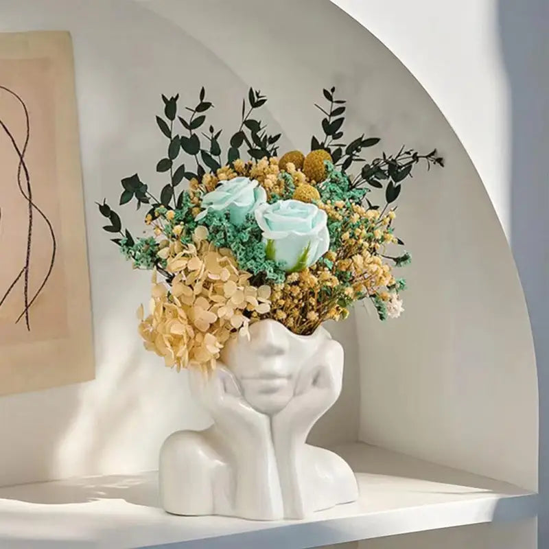 Face Shape Makeup Brush Holder Modern Nordic Flower Vase Storage Box for Home Office