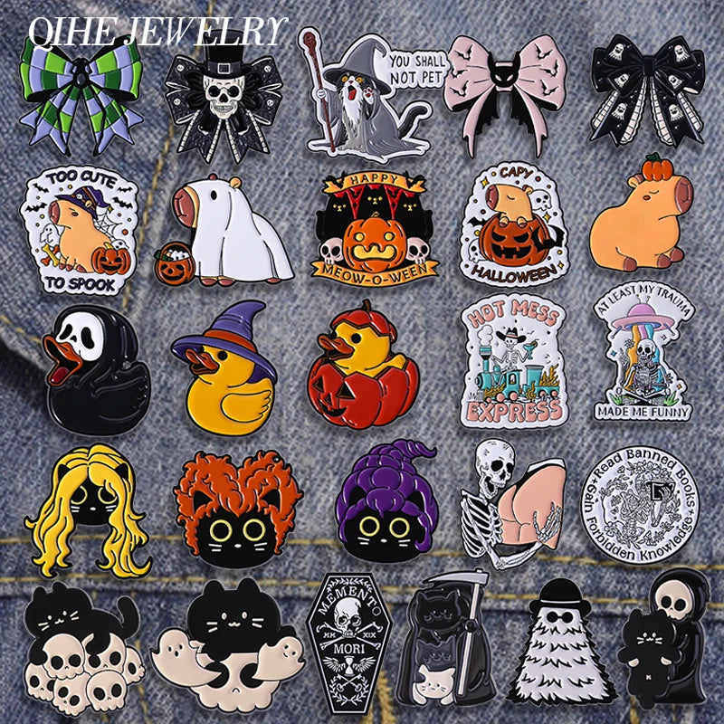 Halloween Pumpkin Animal Brooch Pins Enamel Jewelry Accessory