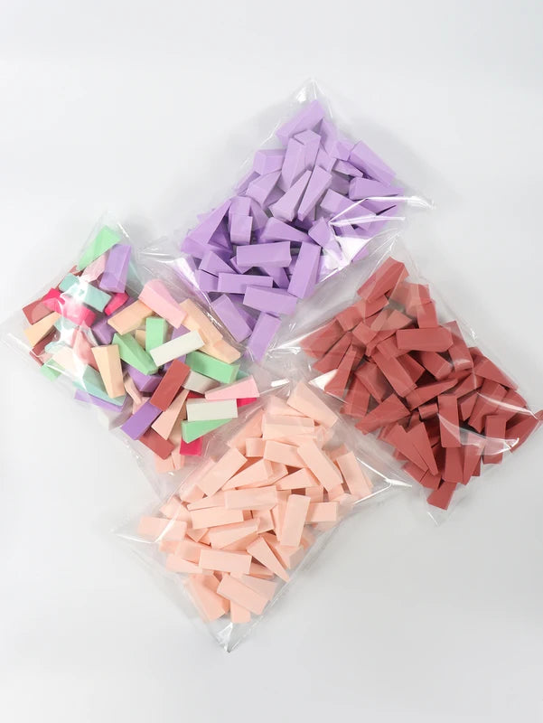 Set of 50 Colorful Makeup Sponges - Latex-Free Small Wedge Applicators