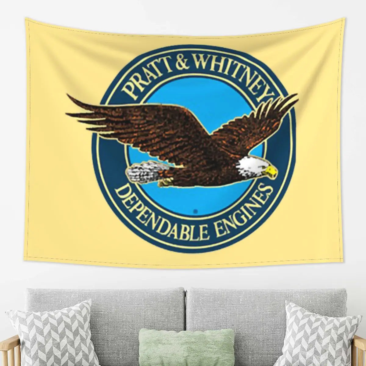 Decorative Wall Tapestry with Logo Design for Living Room & Bedroom - Polyester Fabric