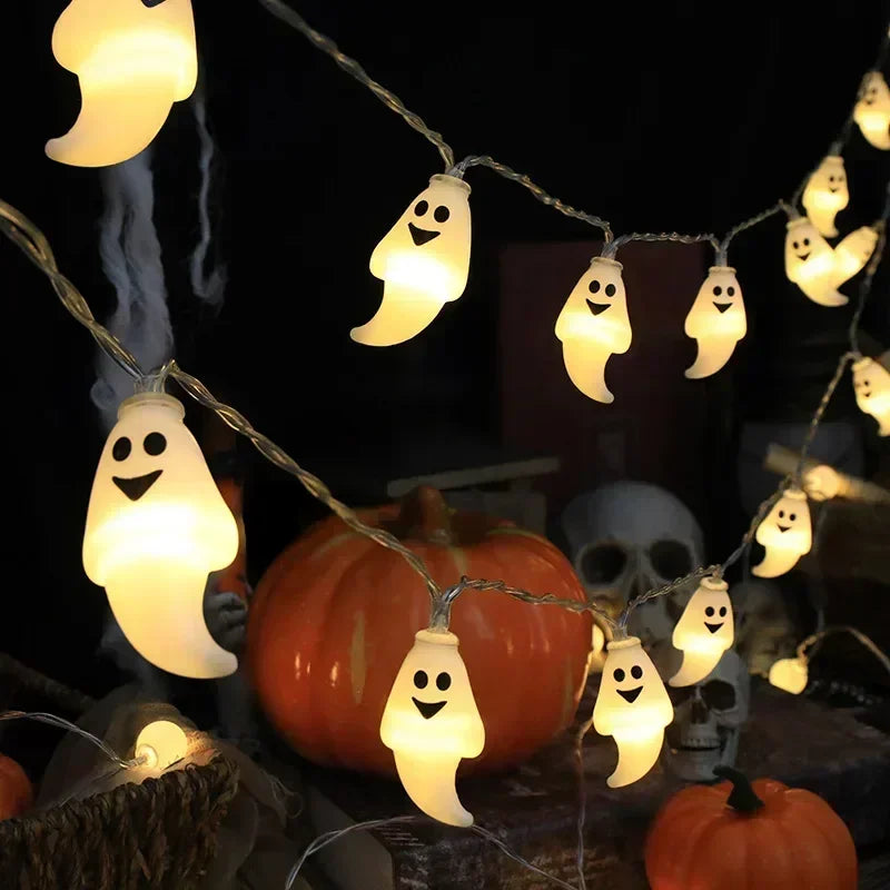 Halloween 1.5m 10 LED String Lights with Ghost Witch Pumpkin Spider Web Skeleton