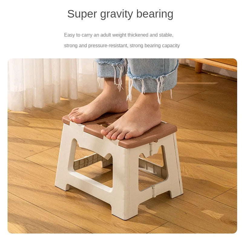 Foldable Portable Stool for Indoor & Outdoor Use - Plastic Folding Chair with Foot Pedal