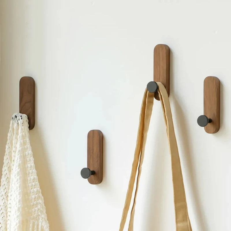 Self-Adhesive Wooden Wall Hook for Hanging Keys Coats Towels Bags - Pack of 1-5