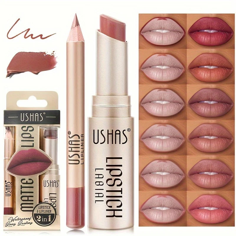 Matte Lipstick Set with Lip Liners – Long-Lasting Waterproof Lip Makeup Kit