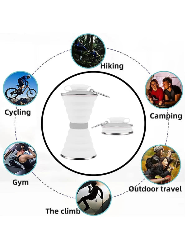 500ML Collapsible Silicone Water Bottle Leak Proof Travel Drinking Cup - Portable & Reusable