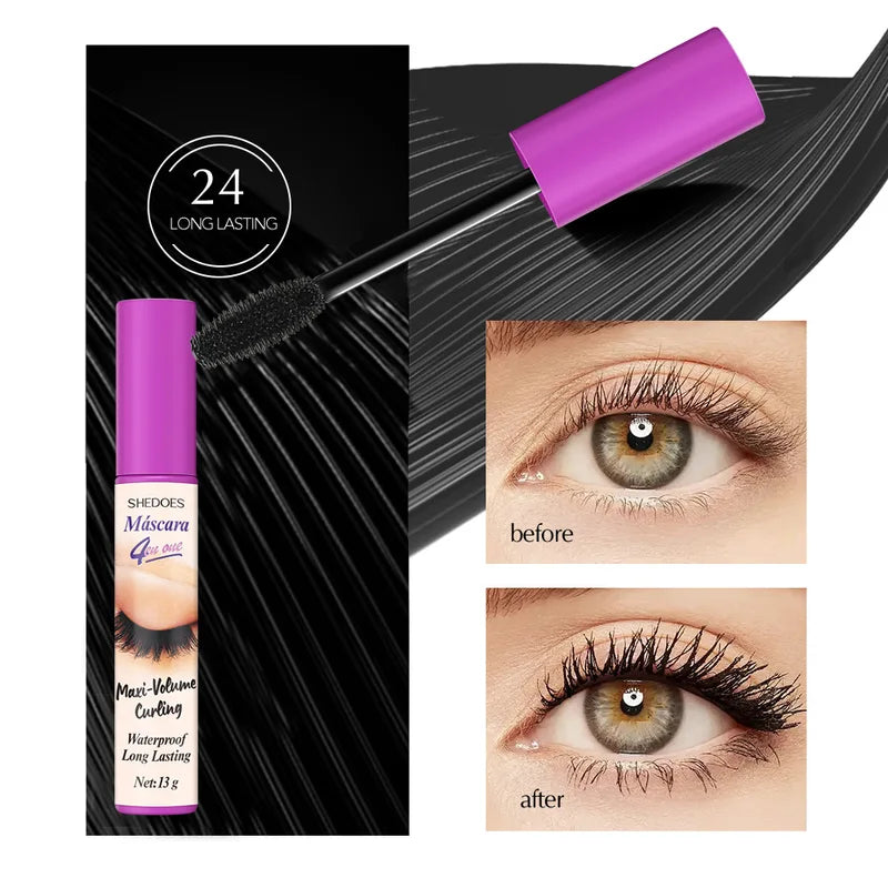 Waterproof Lengthening Mascara for Long Lasting Silky Lashes - Black, 5D Eye Makeup