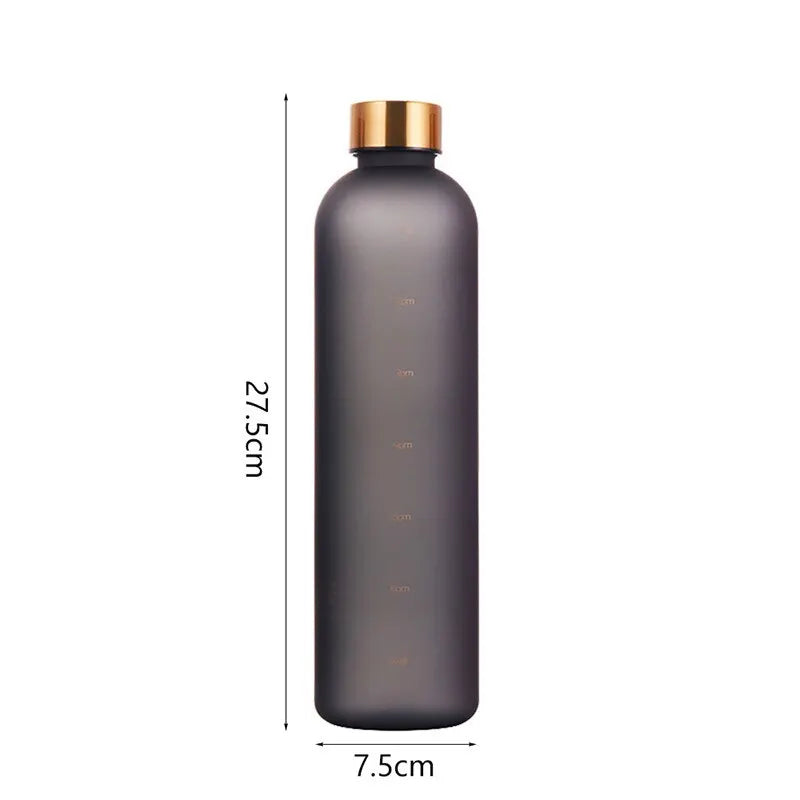 1L Reusable Water Bottle with Time Marker Leakproof BPA-Free Sports Travel