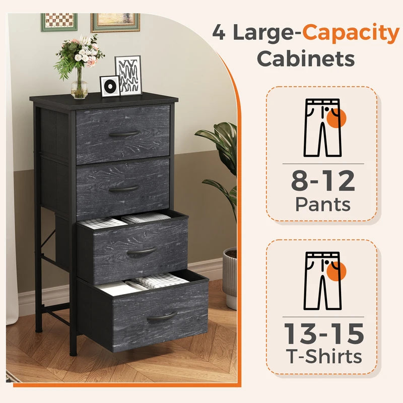 4-Drawers Fabric Storage Cabinet with Steel Frame for Living Room and Closet