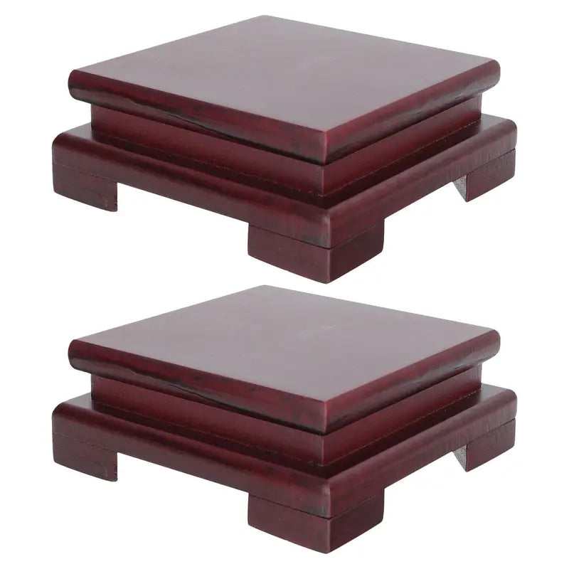 Indoor Plant Pot Stand Set - Wooden Square Pedestals for Vases & Decorations