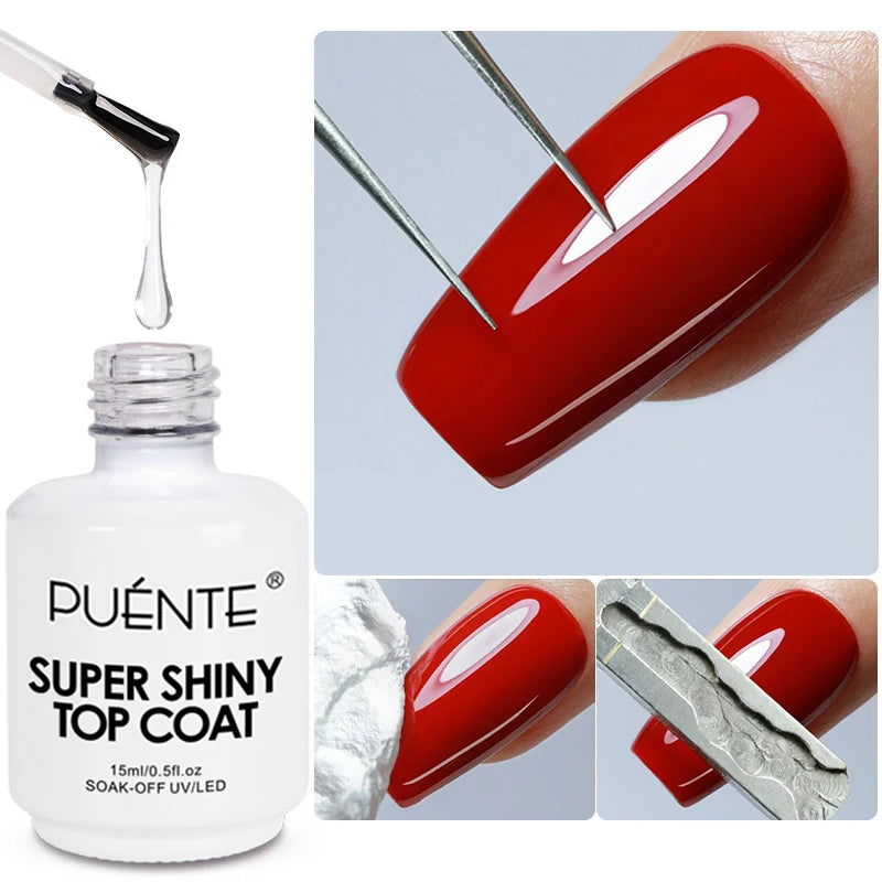 High Gloss No Wipe Top Coat Gel Nail Polish 15ML - Long-Lasting UV & LED Finish