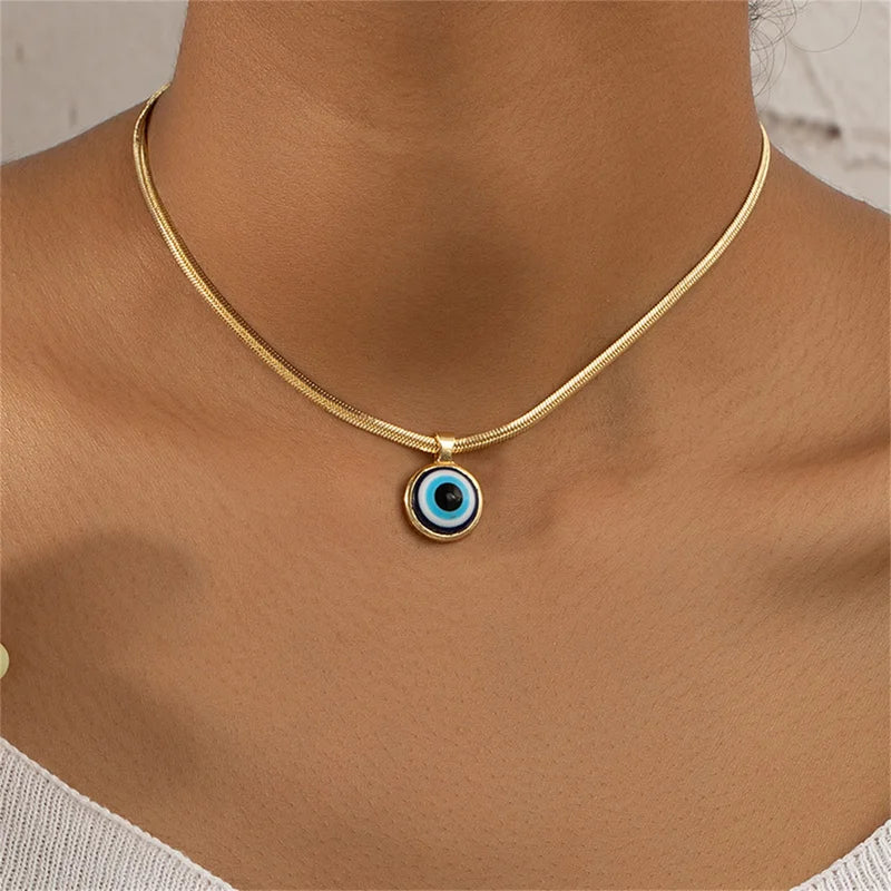 Minimalist Evil Eye Necklace for Women Turkish Blue Eyes Pendant Lucky Jewelry