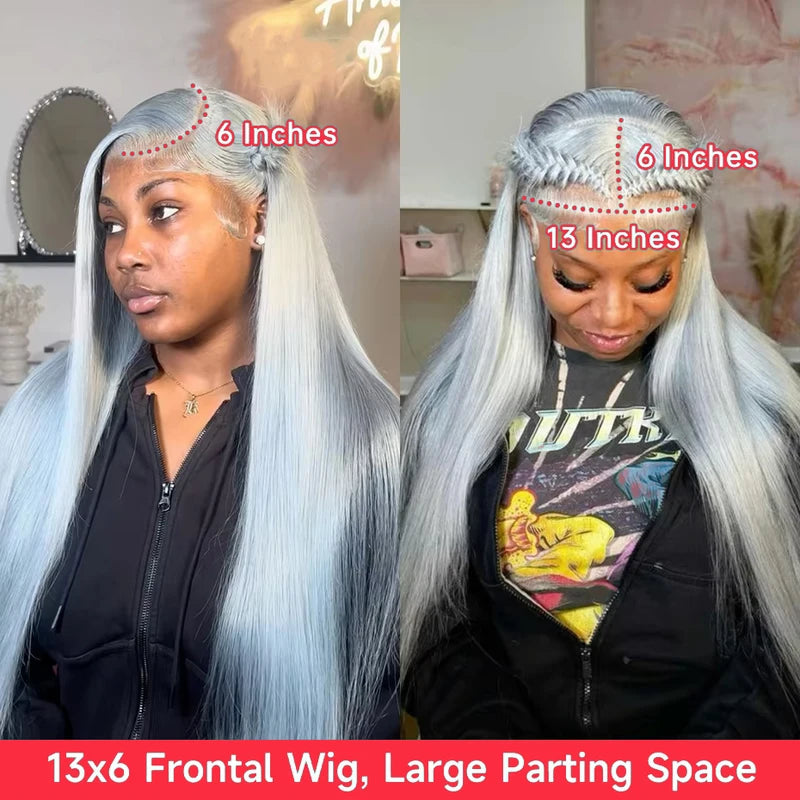 Silver Grey Lace Front Human Hair Wigs for Women - Pre Plucked Body Wave & Blondes