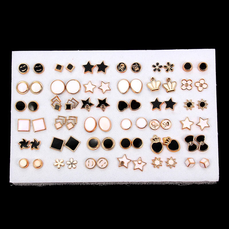 Mixed Style Enamel Animal Geometric Stud Earrings Set for Women Girls