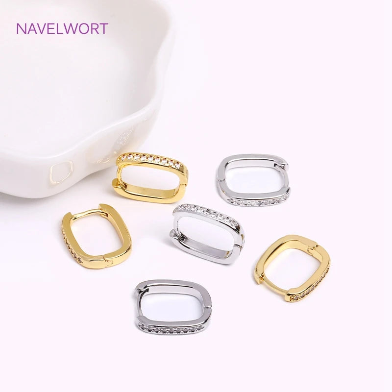 Geometric Hoop Earrings for Women - Brass Inlaid Zircon Twist Round Jewelry
