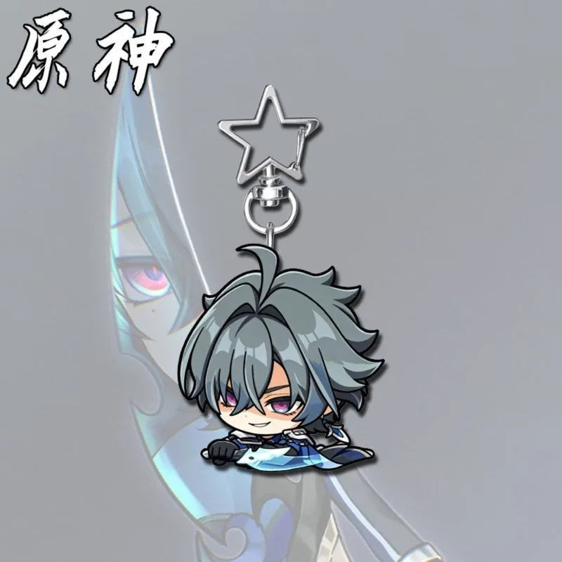 Anime Keychain Yuan Shen Men Cartoon Cosplay Acrylic Keyring Pendant Gift for Women