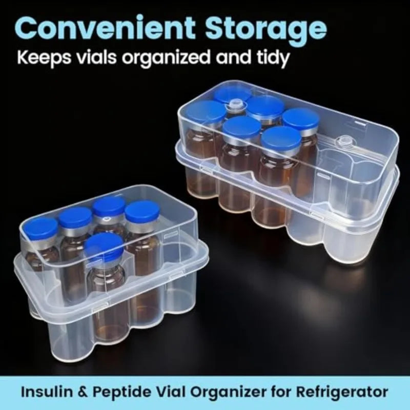 Stackable Plastic Vial Storage Case for Freezer & Refrigerator – 3/5/7/10mL, Multi-Slot, Clear