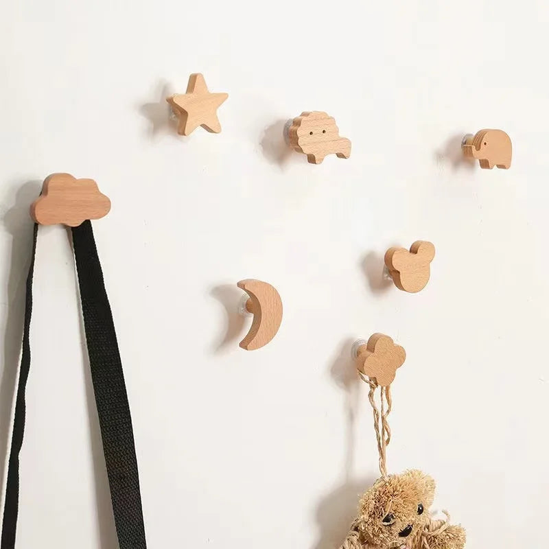 Animal Wooden Hook Wall Decor Coat Keychain Hanger Kitchen Accessories