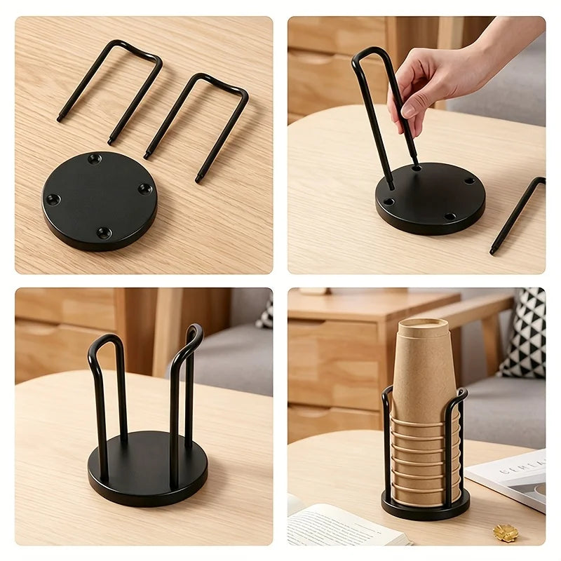 Disposable Cup Holder Multi-Function Coffee Organizer Desktop Storage Rack for Home and Kitchen