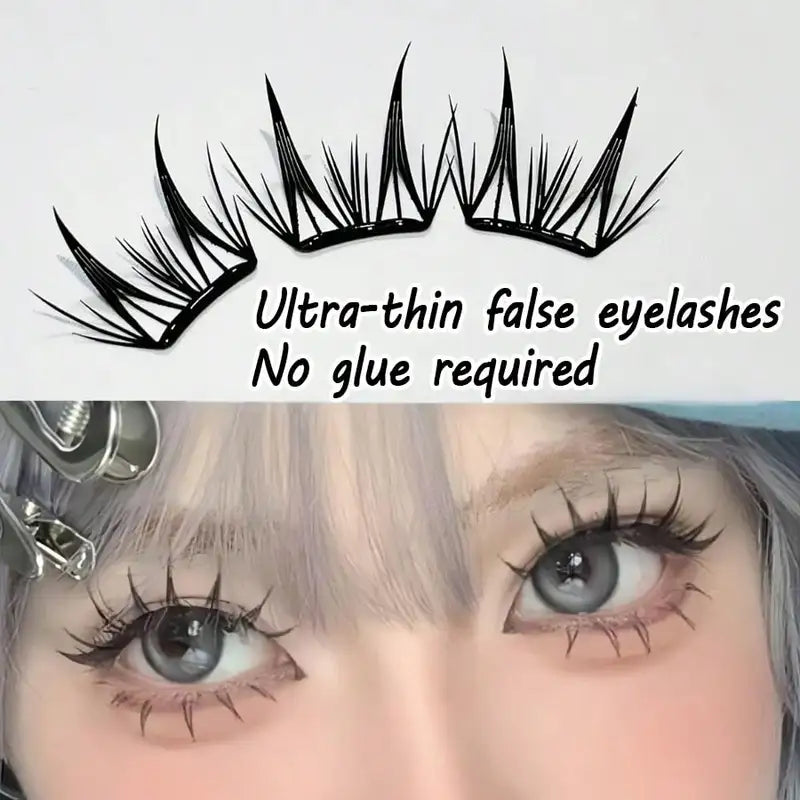 Reusable Self-Adhesive Thin Deer Eyelashes - Natural C Curl, Glue-Free, Daily Use for Beginners