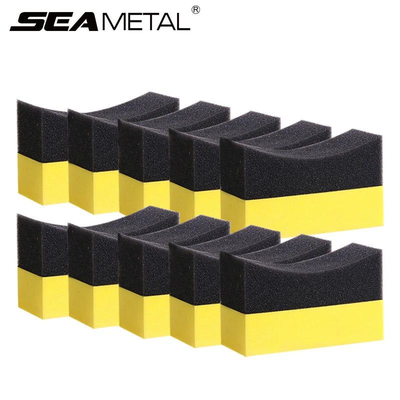 Car Tire and Wheel Cleaning Sponge Brush Set - Water Suction, U-Shaped Design