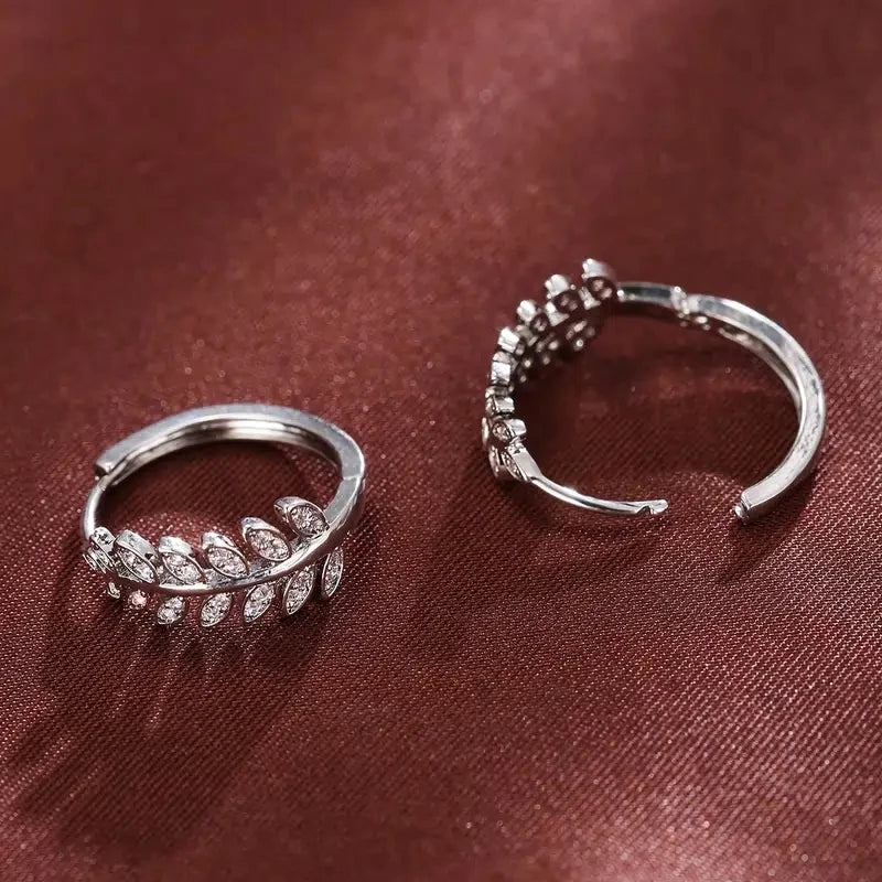 Simple Leaf Olive Hoop Earrings for Women - Crystal CZ Jewelry