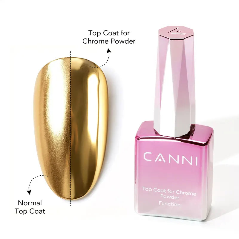 Mirror Chrome Powder Top Coat for Nail Art - 9ML Professional Gel Polish Finish