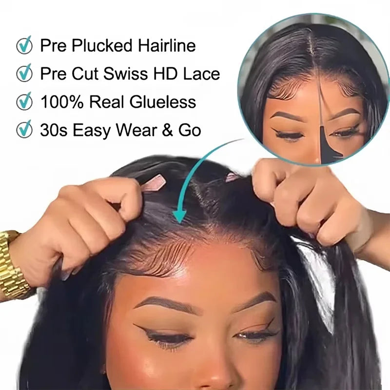 HD Lace Frontal Wig Human Hair 30-40 Inch Straight Glueless Pre Plucked 13x6