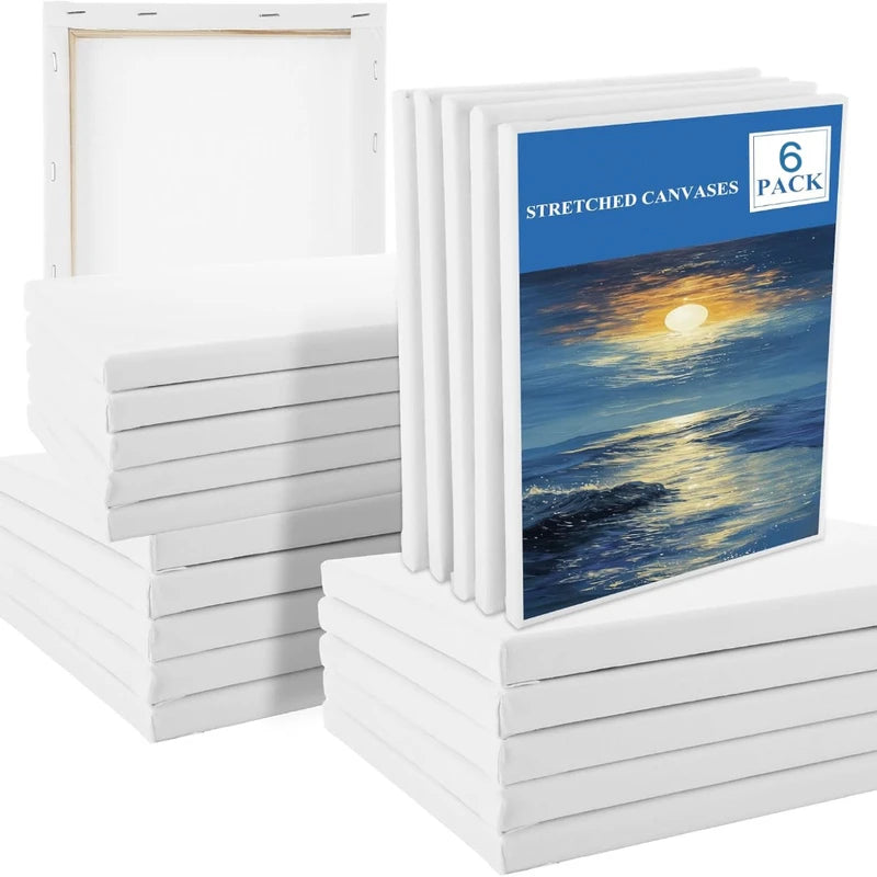 6-Pack Artist Canvas Squares for Oil & Acrylic Painting - Primed, Sturdy Frame