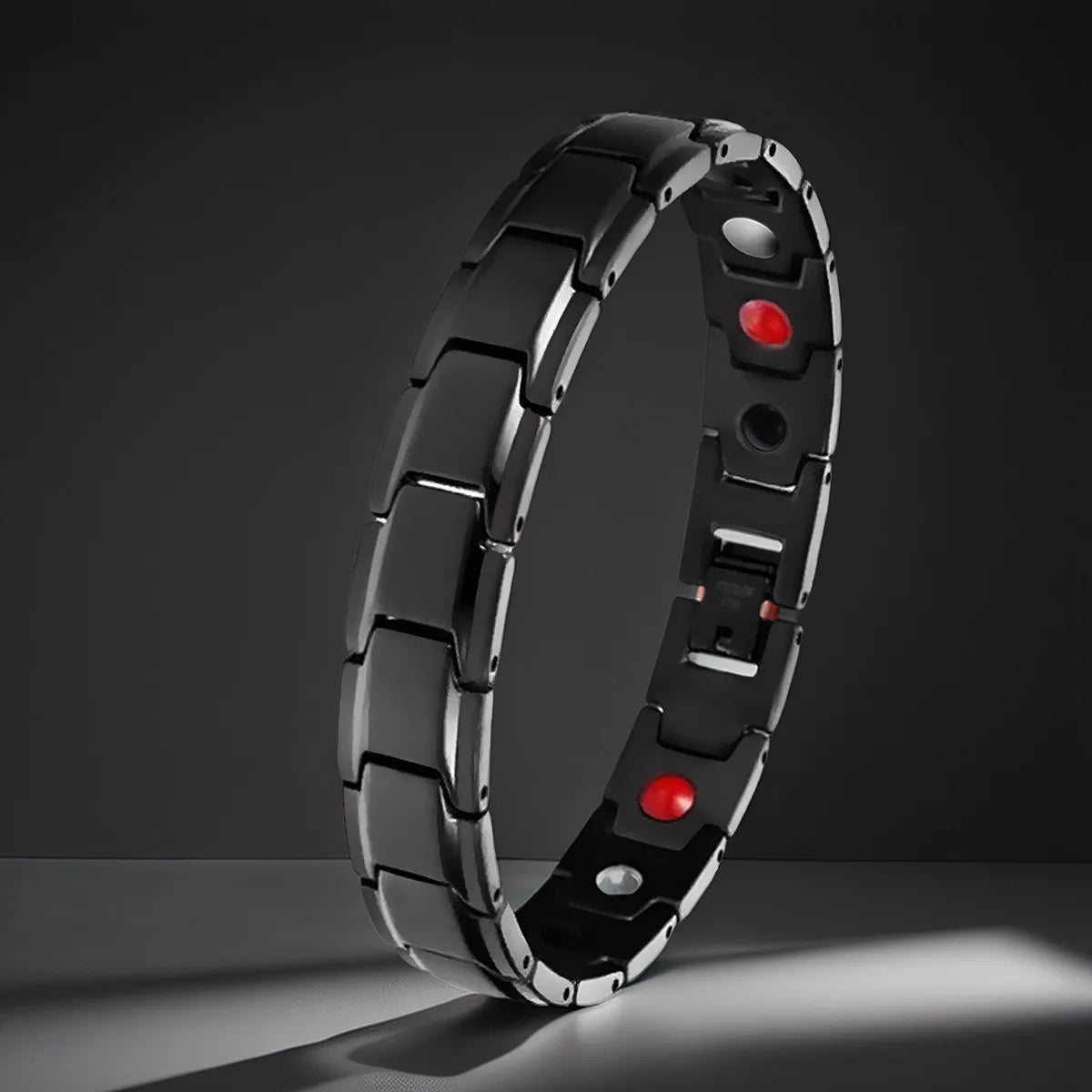 Men's Magnetic Stainless Steel Bracelet - Casual Black Jewelry for Arthritis Support