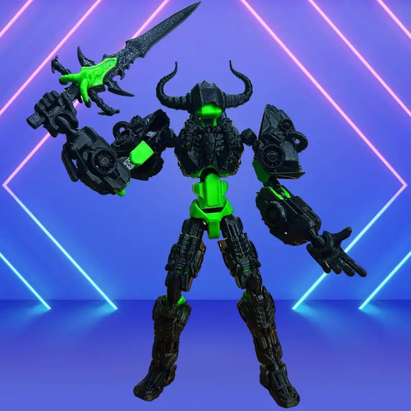 Multi-Jointed Action Figure Robot with Customizable Colors and Accessories